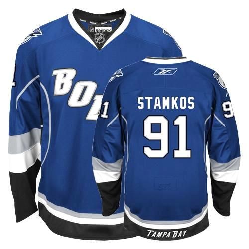 Reebok Tampa Bay Lightning NO.91 Steven Stamkos Men's Jersey (Blue Premier Third)