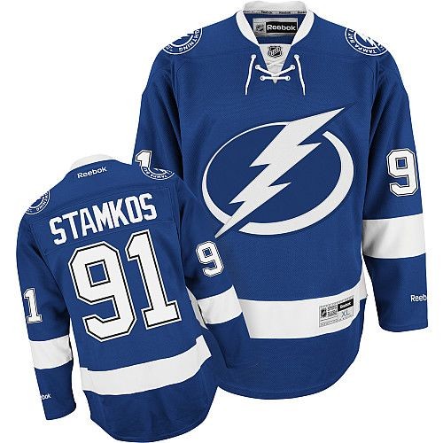 Reebok Tampa Bay Lightning NO.91 Steven Stamkos Youth Jersey (Blue Premier Home)
