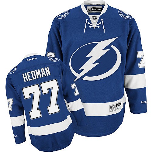 Reebok Tampa Bay Lightning NO.77 Victor Hedman Men's Jersey (Blue Authentic Home)